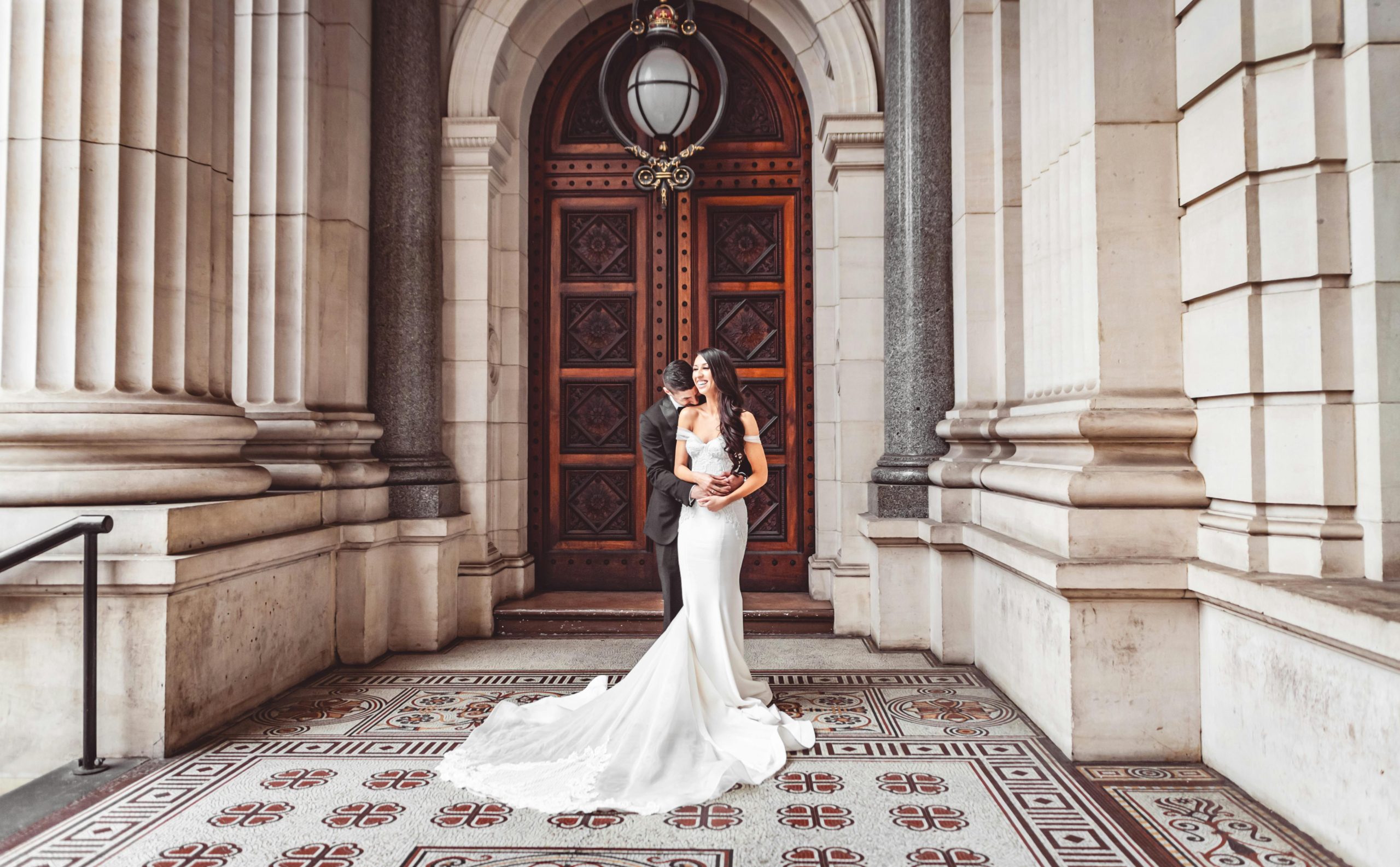A couple at their London wedding